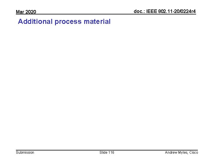 doc. : IEEE 802. 11 -20/0224 r 4 Mar 2020 Additional process material Submission