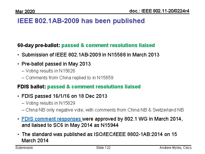 doc. : IEEE 802. 11 -20/0224 r 4 Mar 2020 IEEE 802. 1 AB-2009