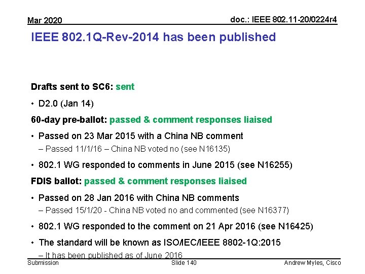 doc. : IEEE 802. 11 -20/0224 r 4 Mar 2020 IEEE 802. 1 Q-Rev-2014