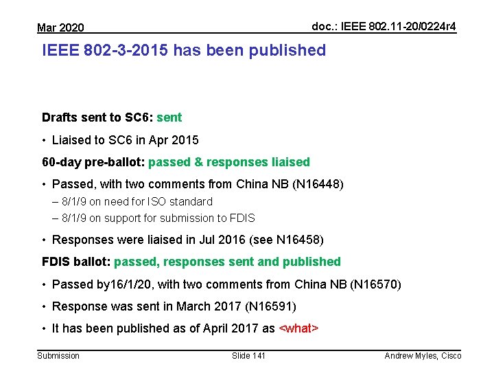doc. : IEEE 802. 11 -20/0224 r 4 Mar 2020 IEEE 802 -3 -2015