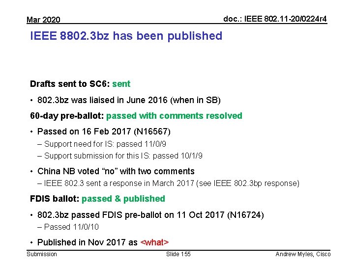 doc. : IEEE 802. 11 -20/0224 r 4 Mar 2020 IEEE 8802. 3 bz