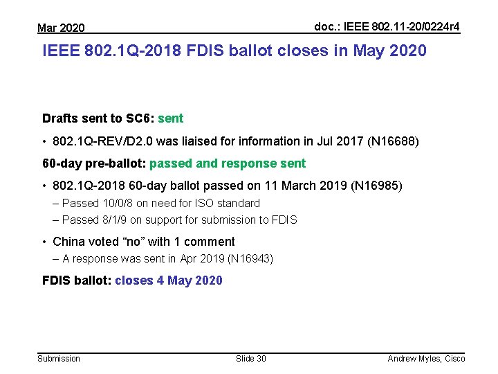 doc. : IEEE 802. 11 -20/0224 r 4 Mar 2020 IEEE 802. 1 Q-2018