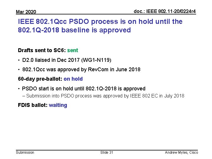 doc. : IEEE 802. 11 -20/0224 r 4 Mar 2020 IEEE 802. 1 Qcc