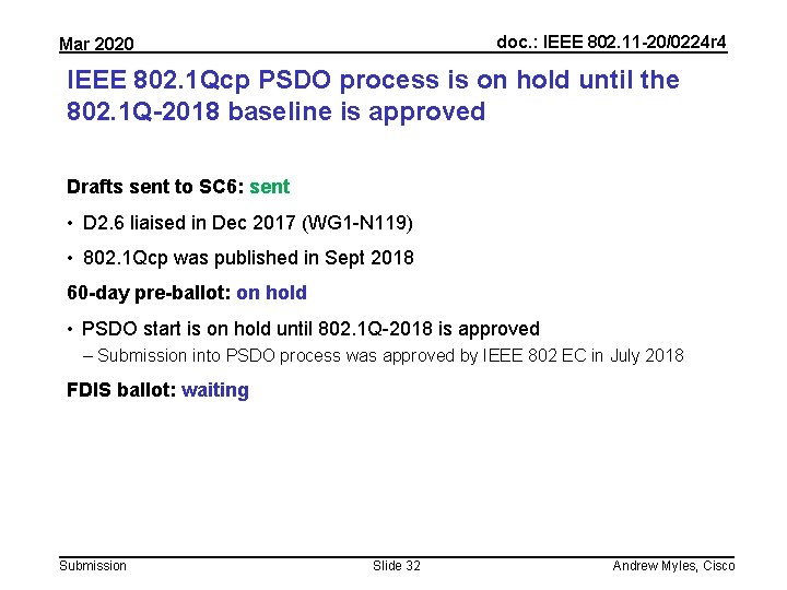 doc. : IEEE 802. 11 -20/0224 r 4 Mar 2020 IEEE 802. 1 Qcp