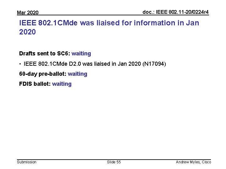 doc. : IEEE 802. 11 -20/0224 r 4 Mar 2020 IEEE 802. 1 CMde