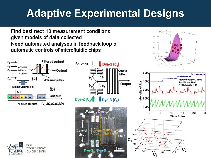 Adaptive Experimental Designs Find best next 10 measurement conditions given models of data collected.