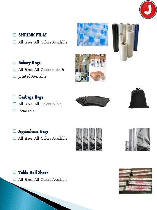 � SHRINK FILM � All Sizes, All Colors Available � Bakery Bags � All