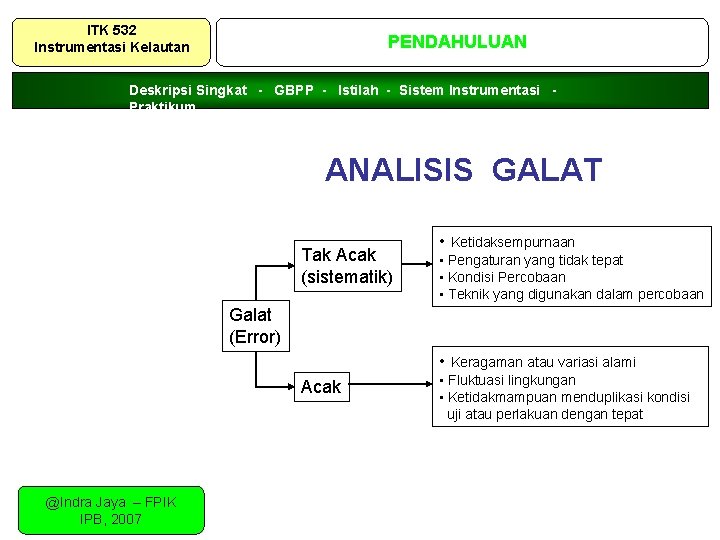 ITK 532 Instrumentasi Kelautan PENDAHULUAN Deskripsi Singkat - GBPP - Istilah - Sistem Instrumentasi