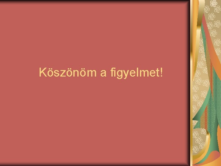 Köszönöm a figyelmet! 