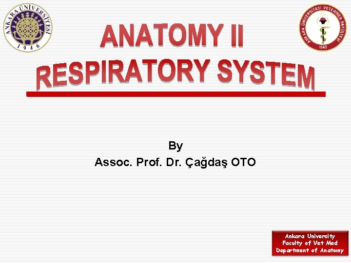 By Assoc. Prof. Dr. Çağdaş OTO Ankara University Faculty of Vet Med Department of