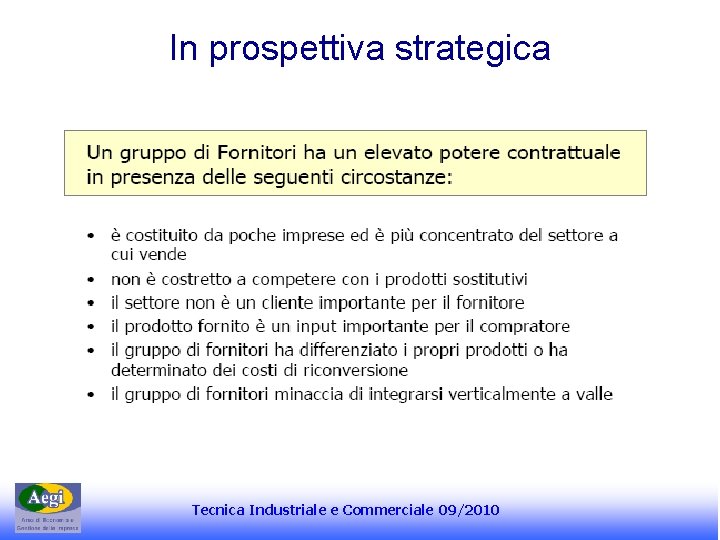 In prospettiva strategica Tecnica Industriale e Commerciale 09/2010 