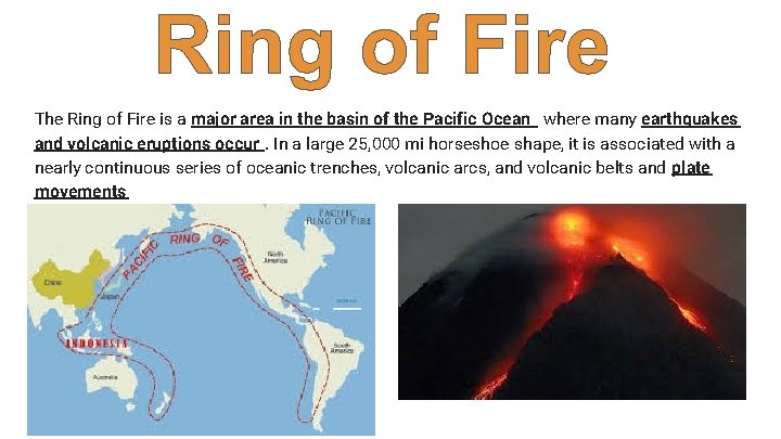 The Ring of Fire is a major area in the basin of the Pacific