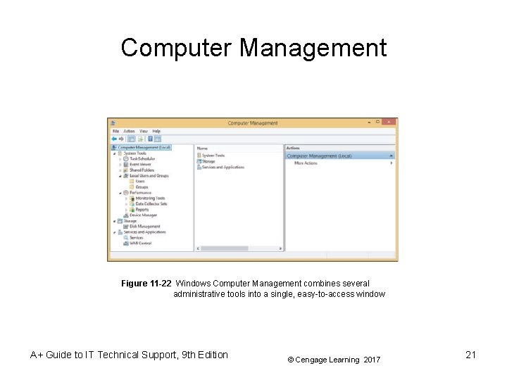Computer Management Figure 11 -22 Windows Computer Management combines several administrative tools into a Computer Management Figure 11 -22 Windows Computer Management combines several administrative tools into a