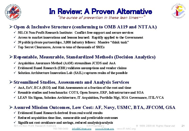 In Review: A Proven Alternative ™ “the ounce of prevention in these lean times…”