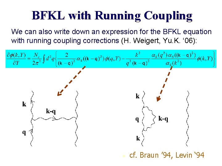 BFKL with Running Coupling We can also write down an expression for the BFKL