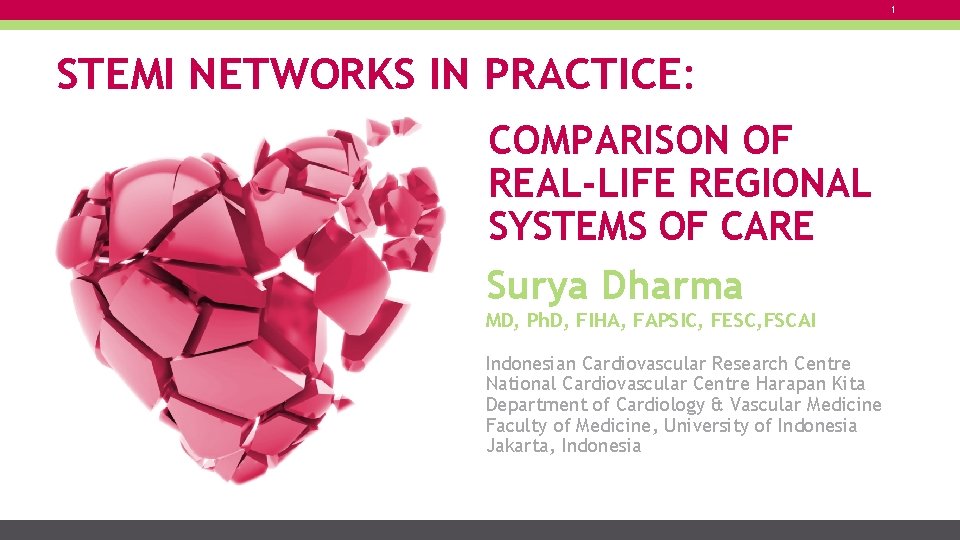 1 STEMI NETWORKS IN PRACTICE: COMPARISON OF REAL-LIFE REGIONAL SYSTEMS OF CARE Surya Dharma