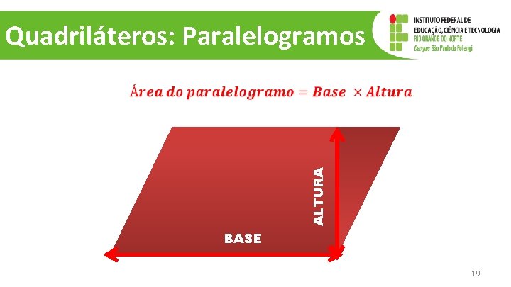 Quadriláteros: Paralelogramos ALTURA BASE 19 