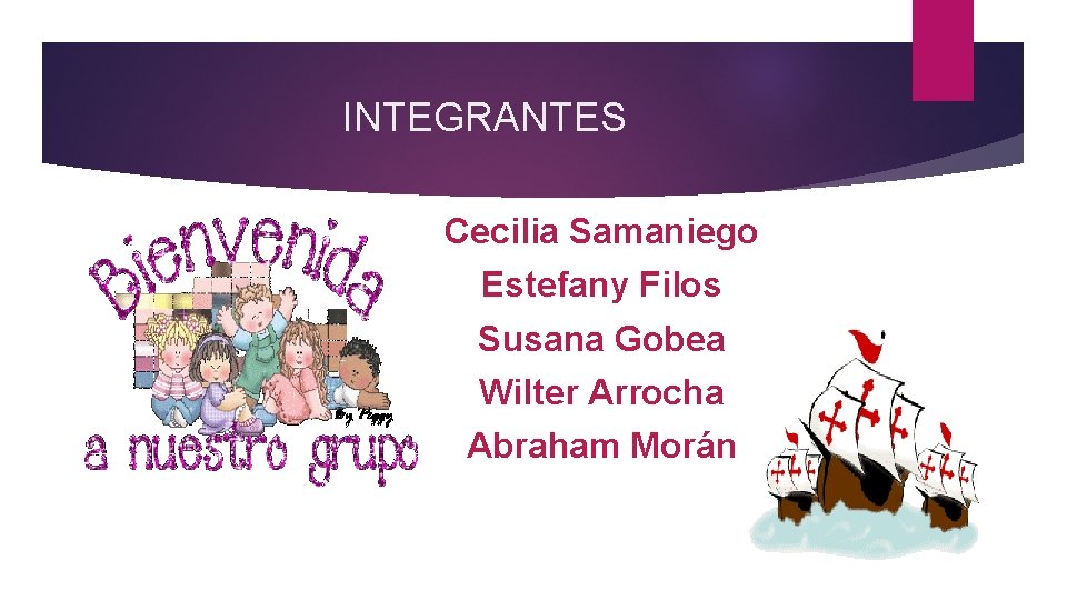 INTEGRANTES Cecilia Samaniego Estefany Filos Susana Gobea Wilter Arrocha Abraham Morán 