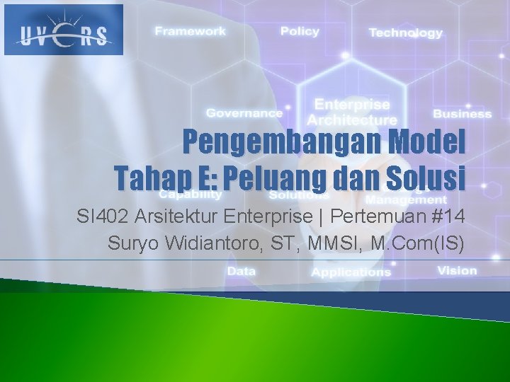 Pengembangan Model Tahap E: Peluang dan Solusi SI 402 Arsitektur Enterprise | Pertemuan #14