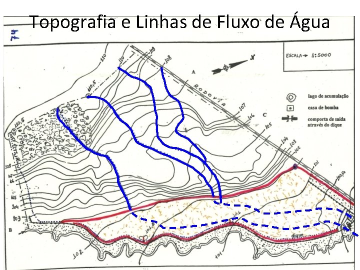 Topografia e Linhas de Fluxo de Água 