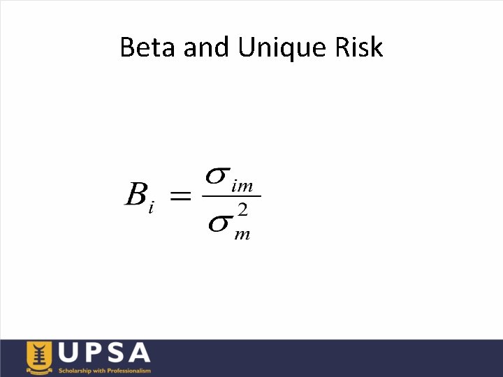 Beta and Unique Risk 