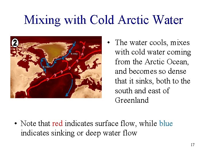 Mixing with Cold Arctic Water • The water cools, mixes with cold water coming