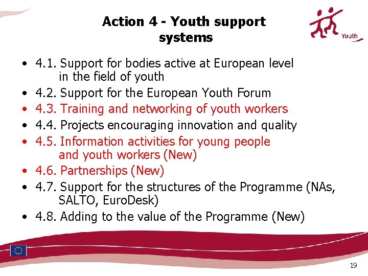 Action 4 - Youth support systems • 4. 1. Support for bodies active at Action 4 - Youth support systems • 4. 1. Support for bodies active at