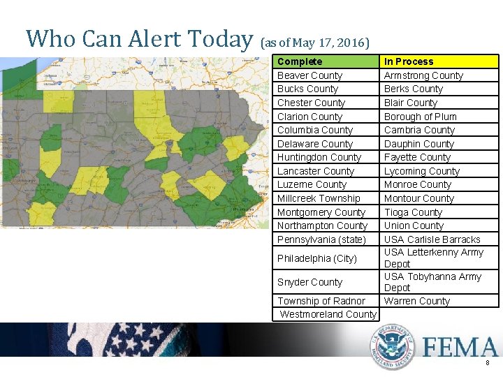 Who Can Alert Today (as of May 17, 2016) Complete Beaver County Bucks County