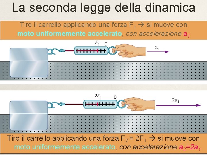 La seconda legge della dinamica Tiro il carrello applicando una forza F 1 si La seconda legge della dinamica Tiro il carrello applicando una forza F 1 si