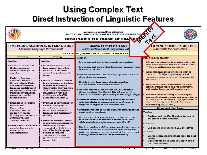 Using Complex Text M en Te to xt r Direct Instruction of Linguistic Features Using Complex Text M en Te to xt r Direct Instruction of Linguistic Features