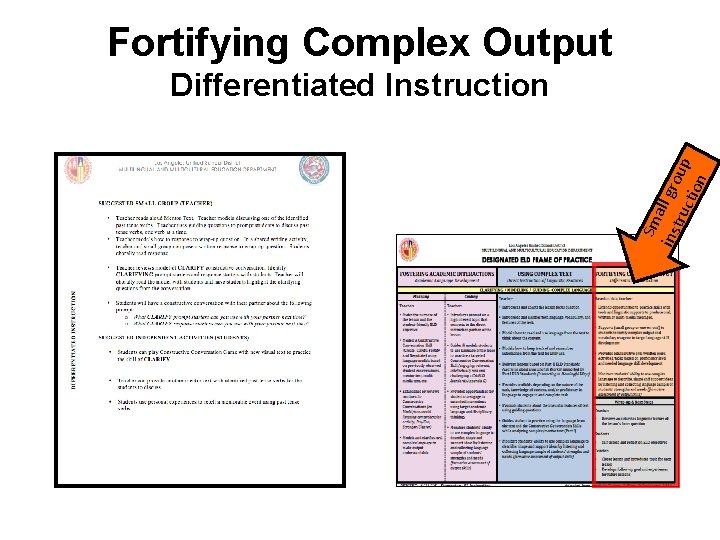 Fortifying Complex Output Sm ins all gro tru ctio up n Differentiated Instruction Fortifying Complex Output Sm ins all gro tru ctio up n Differentiated Instruction