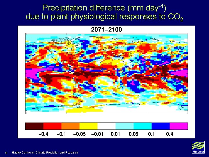 Precipitation difference (mm day-1) due to plant physiological responses to CO 2 14 Hadley