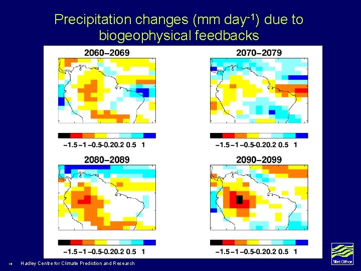 Precipitation changes (mm day-1) due to biogeophysical feedbacks 16 Hadley Centre for Climate Prediction