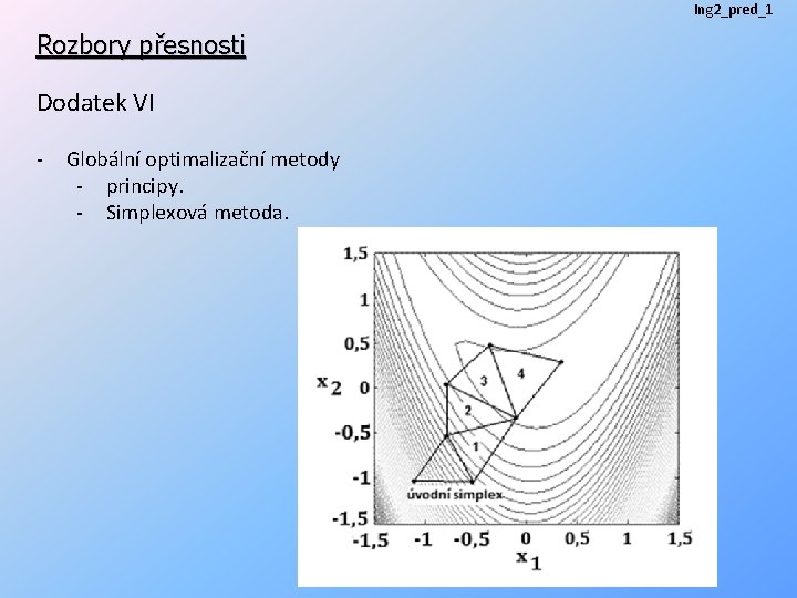 Ing 2_pred_1 Rozbory přesnosti Dodatek VI - Globální optimalizační metody - principy. - Simplexová