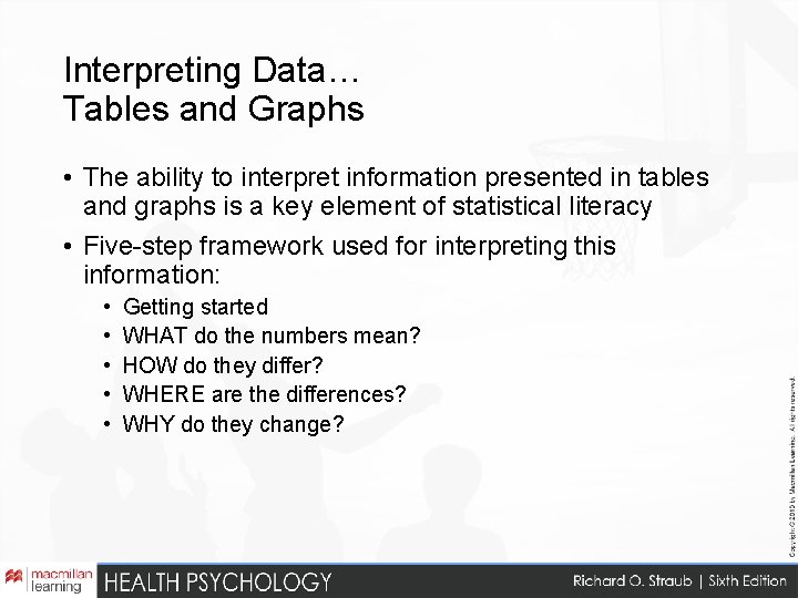 Interpreting Data… Tables and Graphs • The ability to interpret information presented in tables
