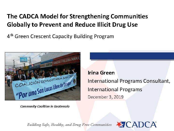 The CADCA Model for Strengthening Communities Globally to Prevent and Reduce Illicit Drug Use
