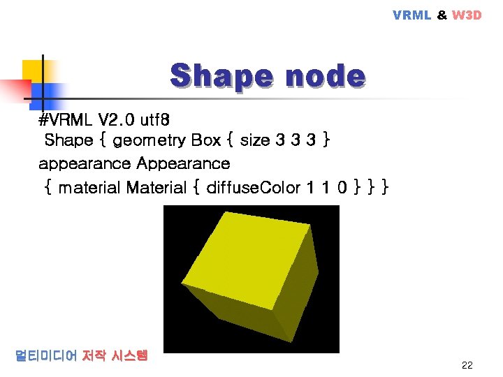 VRML & W 3 D Shape node #VRML V 2. 0 utf 8 Shape