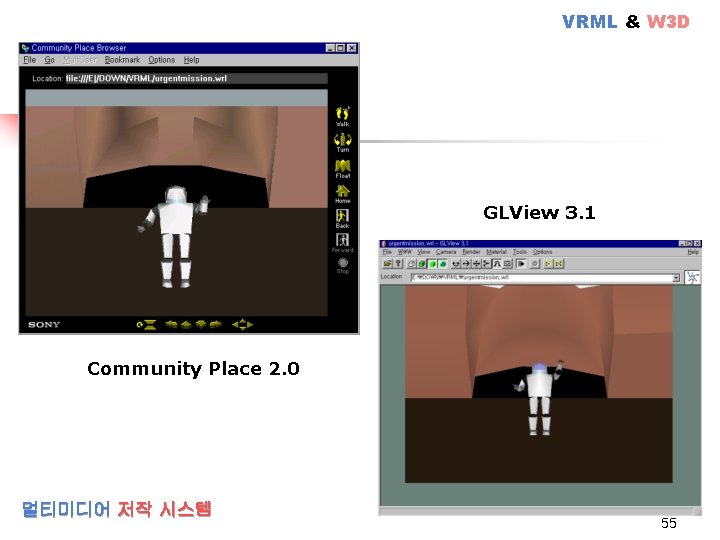 VRML & W 3 D GLView 3. 1 Community Place 2. 0 멀티미디어 저작