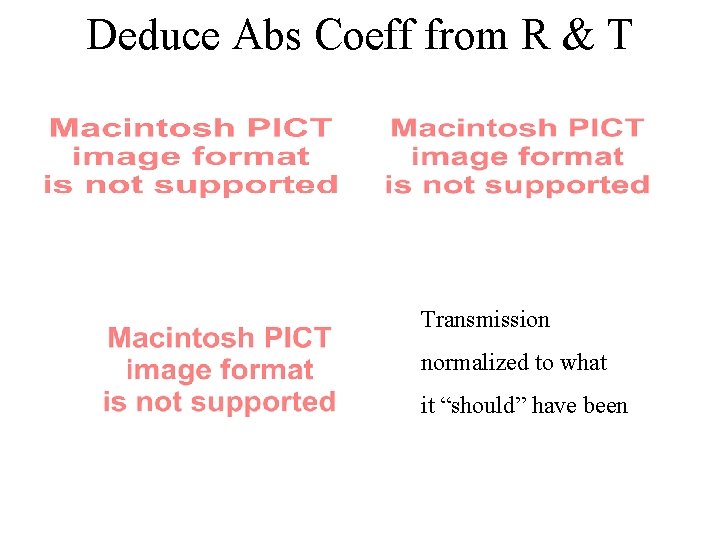 Deduce Abs Coeff from R & T Transmission normalized to what it “should” have