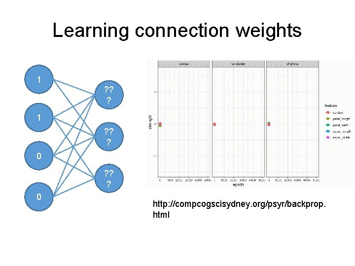 Learning connection weights 1 ? ? ? 0 http: //compcogscisydney. org/psyr/backprop. html 