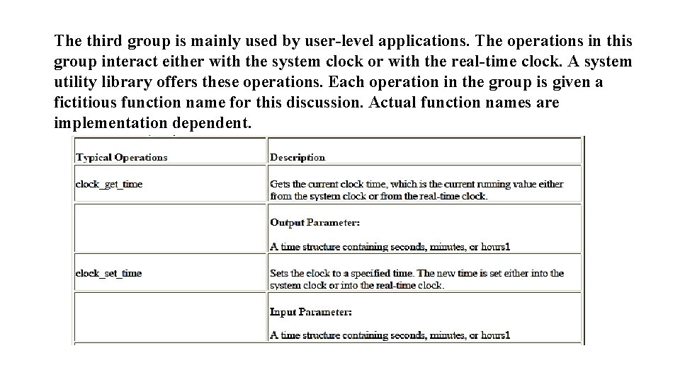 The third group is mainly used by user-level applications. The operations in this group