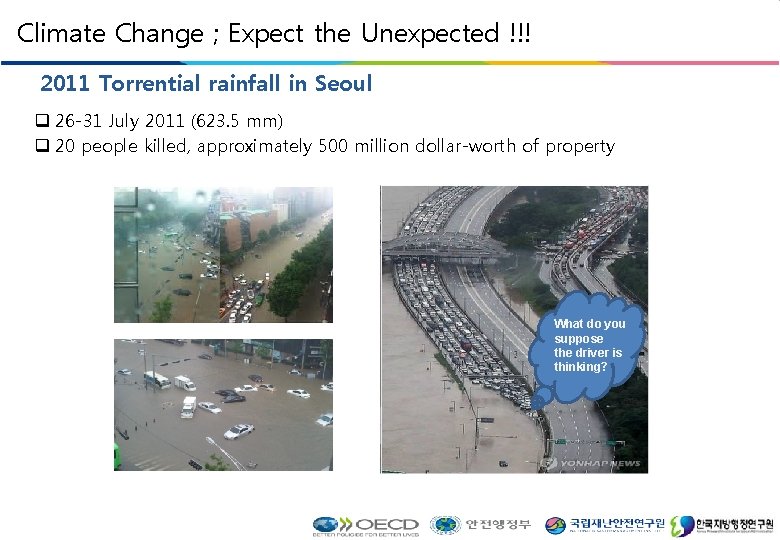 Climate Change ; Expect the Unexpected !!! 2011 Torrential rainfall in Seoul 26 -31