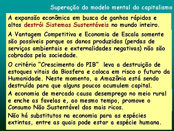 Superação do modelo mental do capitalismo A expansão econômica em busca de ganhos rápidos