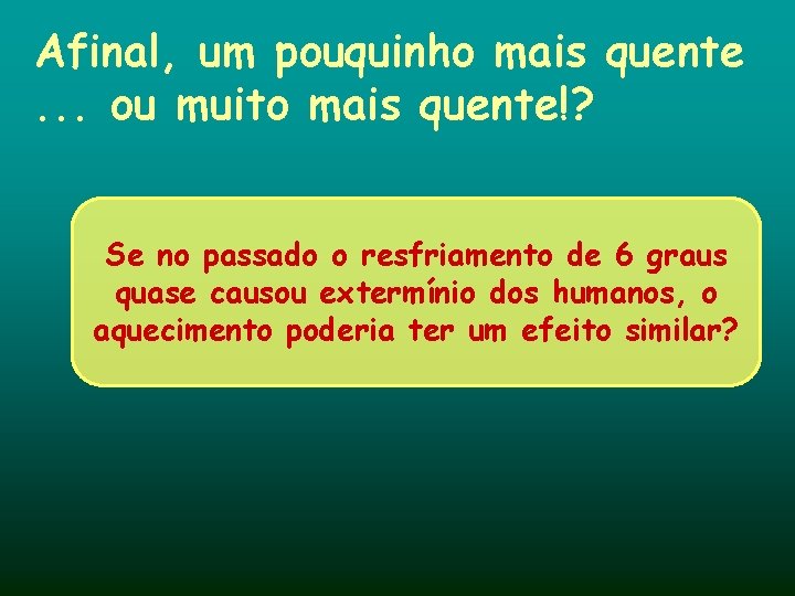 Afinal, um pouquinho mais quente. . . ou muito mais quente!? Se no passado