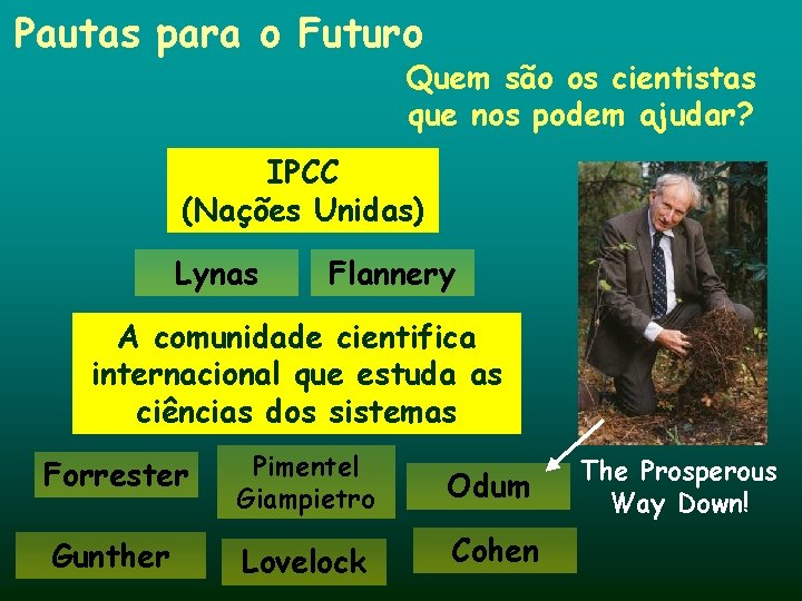 Pautas para o Futuro Quem são os cientistas que nos podem ajudar? IPCC (Nações