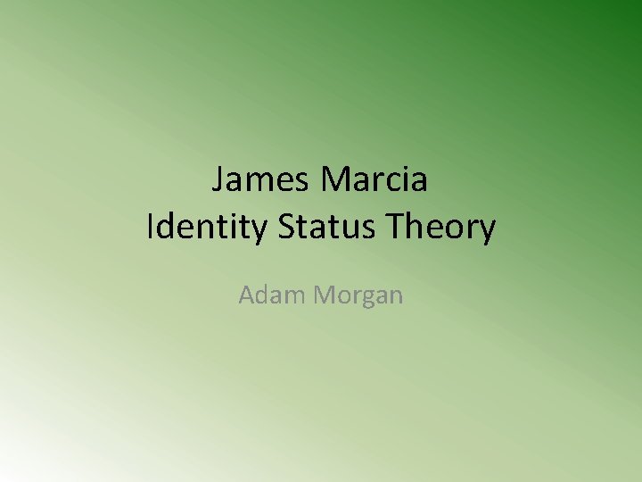 James Marcia Identity Status Theory Adam Morgan 