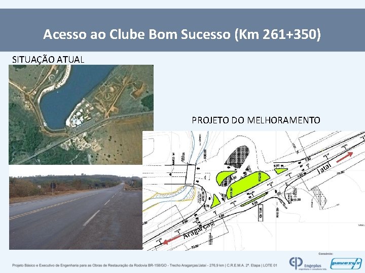 Acesso ao Clube Bom Sucesso (Km 261+350) SITUAÇÃO ATUAL PROJETO DO MELHORAMENTO a Jat