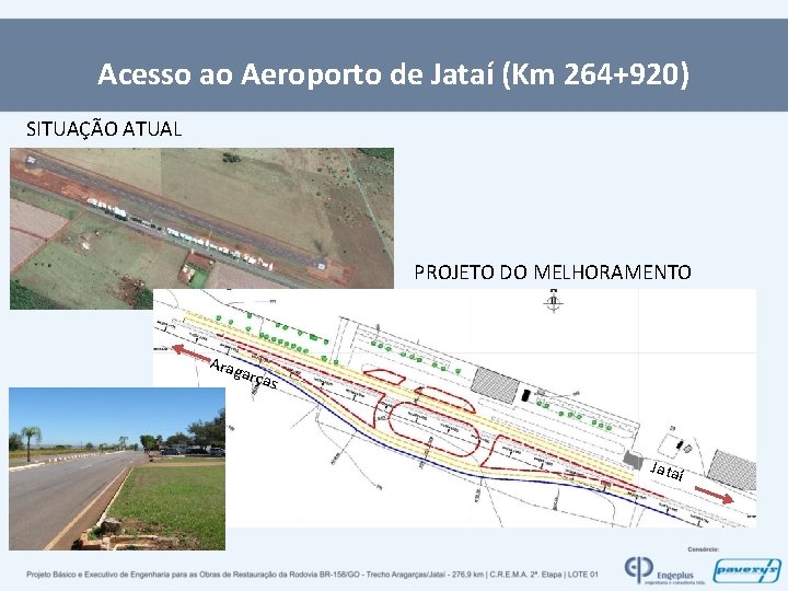 Acesso ao Aeroporto de Jataí (Km 264+920) SITUAÇÃO ATUAL PROJETO DO MELHORAMENTO Arag a