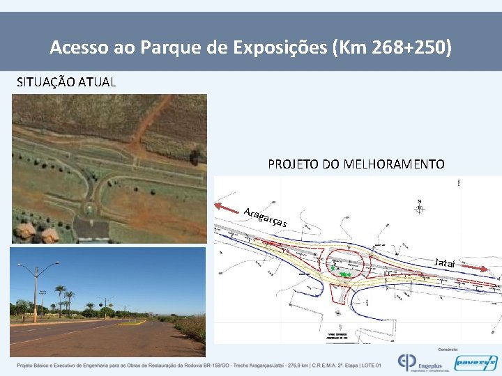 Acesso ao Parque de Exposições (Km 268+250) SITUAÇÃO ATUAL PROJETO DO MELHORAMENTO Arag arça