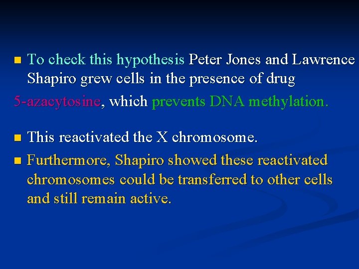 To check this hypothesis Peter Jones and Lawrence Shapiro grew cells in the presence